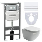 Комплект 4в1 Унитаз подвесной с сиденьем Ceramica Nova CN4002_1002W_1000 белый + Система инсталляции + кнопка