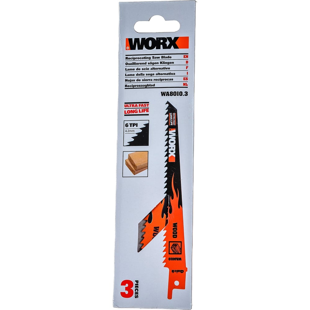 Лезвия по дереву для сабельной пилы WORX WA8010.3