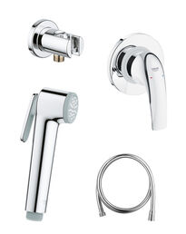 Готовый комплект для гигиенического душа GROHE BauCurve: встраиваемый смеситель, гигиенический душ со шлангом и держателем GROHE, хром
