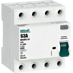 УЗО Dekraft 4P 63 A 300 мА 6 кА AC 14252DEK