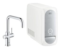 Смеситель для кухни GROHE Blue Home с функциями фильтрации, охлаждения и газирования водопроводной воды (фильтр в комплекте), хром (31456000)