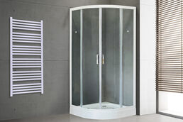 Душевой уголок Royal Bath 100х100 RB 100HК-Т стекло прозрачное, профиль белый, с поддоном