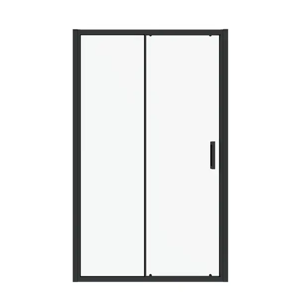 Душевая дверь в нишу Март Квадро 195x120 см черный профиль прозрачное стекло раздвижная