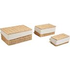 Корзина с крышкой для хранения 24x10.5x14 см бумага цвет бежевый 3 шт