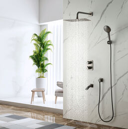 Встраиваемая душевая система Lemark Bronx LM3742GM графит, с термостатом