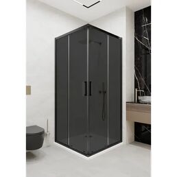 Душевой уголок Март Квадро Black квадратный 90x90 см черный профиль тонированное стекло раздвижной