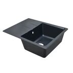 Мойка для кухни врезная с крылом Delinia 64x49 см глубина чаши 19 см кварц цвет черный