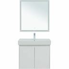 Тумба с раковиной Aquanet Nova Lite 75 см подвесная 2 дверцы, белая глянцевая