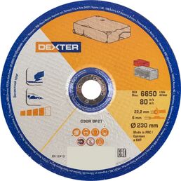 Диск зачистной по камню и бетону тип 27 Dexter 230x22.2x6 мм
