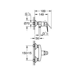 Смеситель для душа Grohe BauFlow 23632000, однорычажный, цвет хром