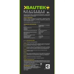 Шпаклевка гипсовая финишная Bautek 25 кг