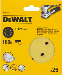 Шлифовальные круги DEWALT DT3116, 125 мм, 8 отверстий, 180G, 25 шт.