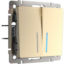 Выключатель двухклавишный проходной с подсветкой (шампань) Werkel W1122111 (a050861)