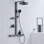 Душевая стойка Black&White Gravity GH-9005-GM оружейная сталь, с термостатом, с изливом