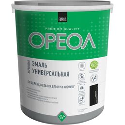 Эмаль универсальная акриловая Ореол черная глянцевая 2,5 кг