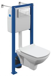 Комплект 3 в 1 подвесной унитаз Cersanit Carina 64119 инсталляция Vector кнопка Corner, белый